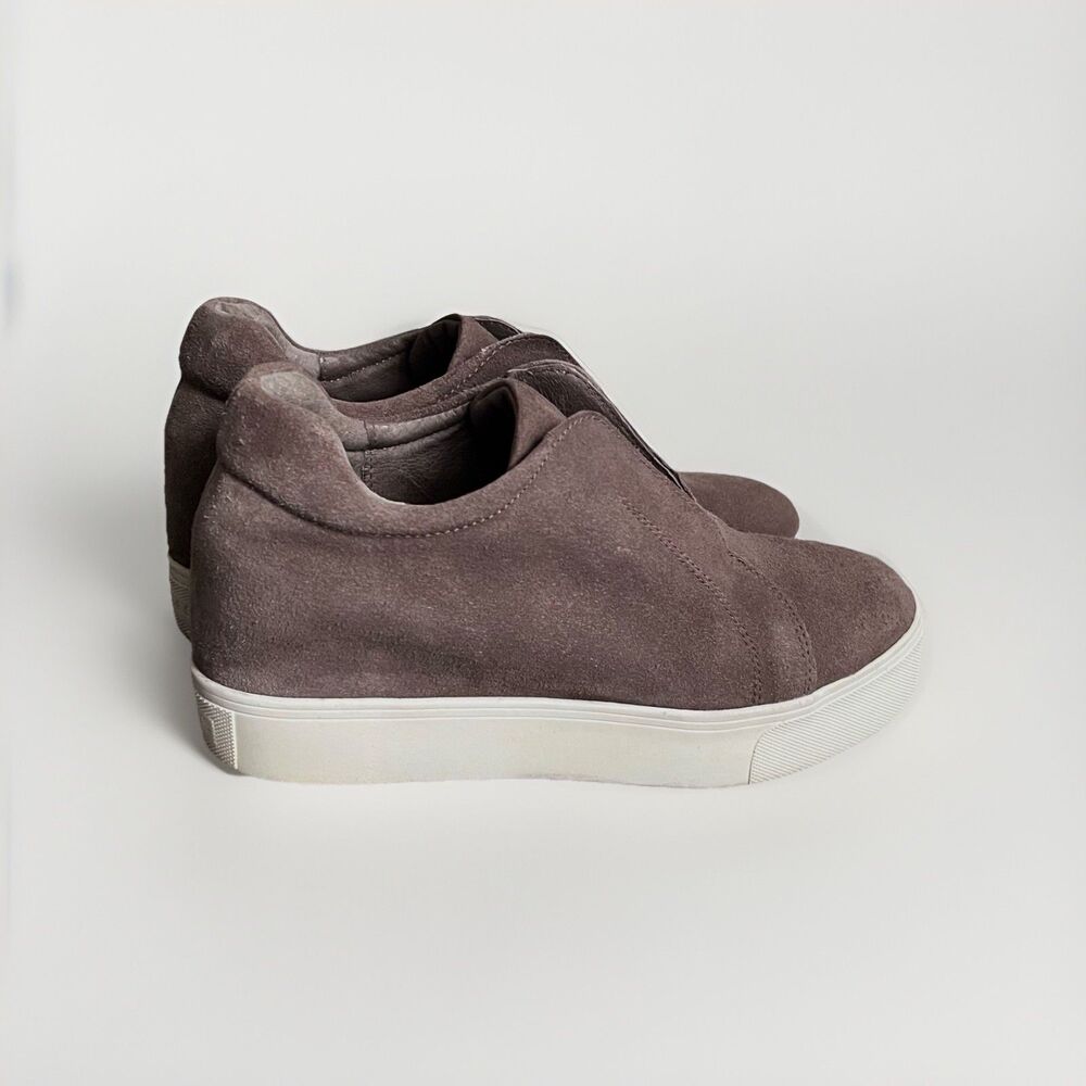 J/Slides NYC Womens Size 7.5M Suede Hidden Wedge Sneakers Taupe Slip On Platform - Picture 2 of 9